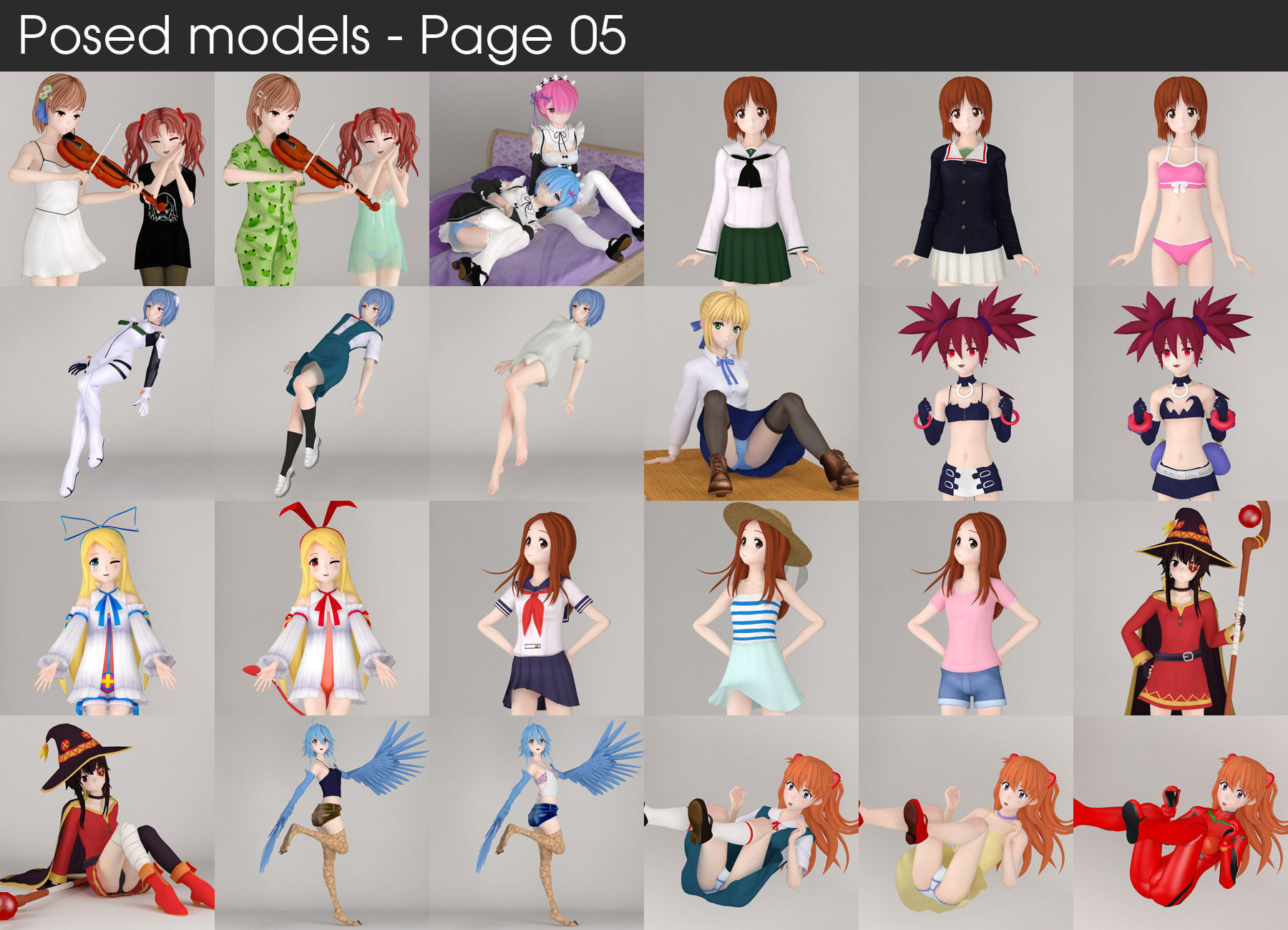 Anime girls collection 3D model_9