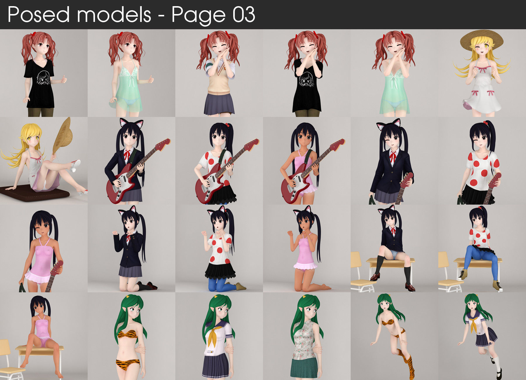 Anime girls collection 3D model_7