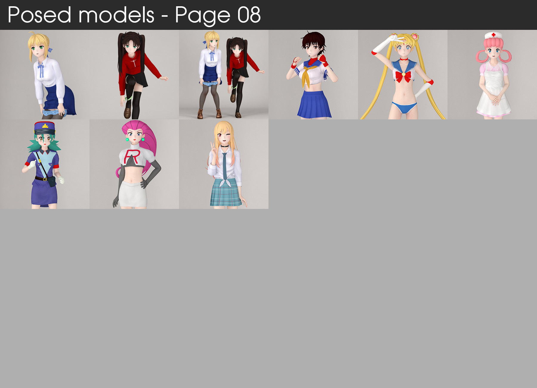 Anime girls collection 3D model_12