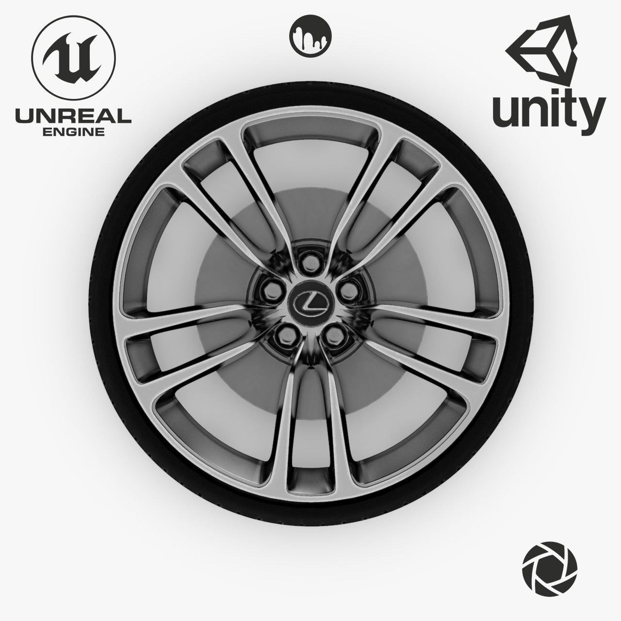 Wheel Steel-Chrome Alloy Rim Lexus 19 inch Michelin based Tire