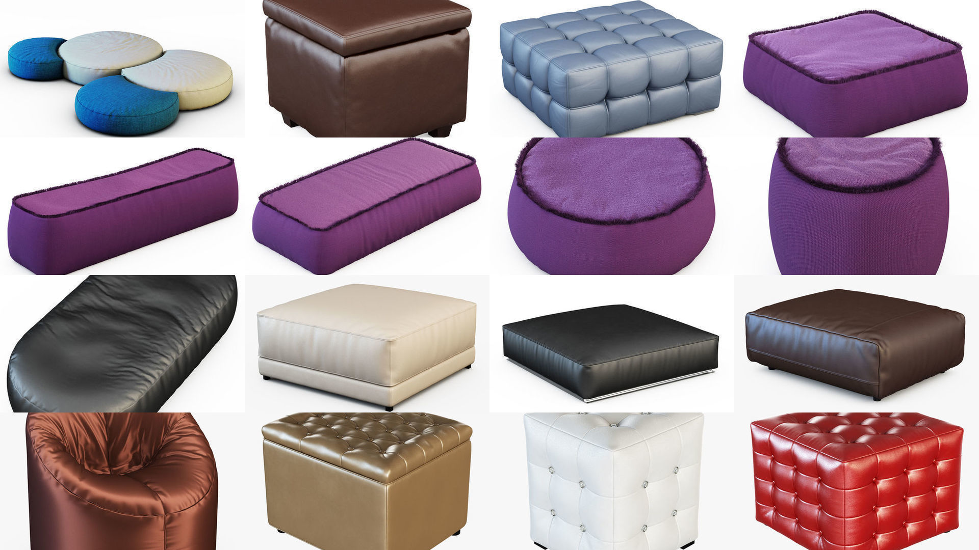 Collection different types poufs for your projects 95 models CGTrader