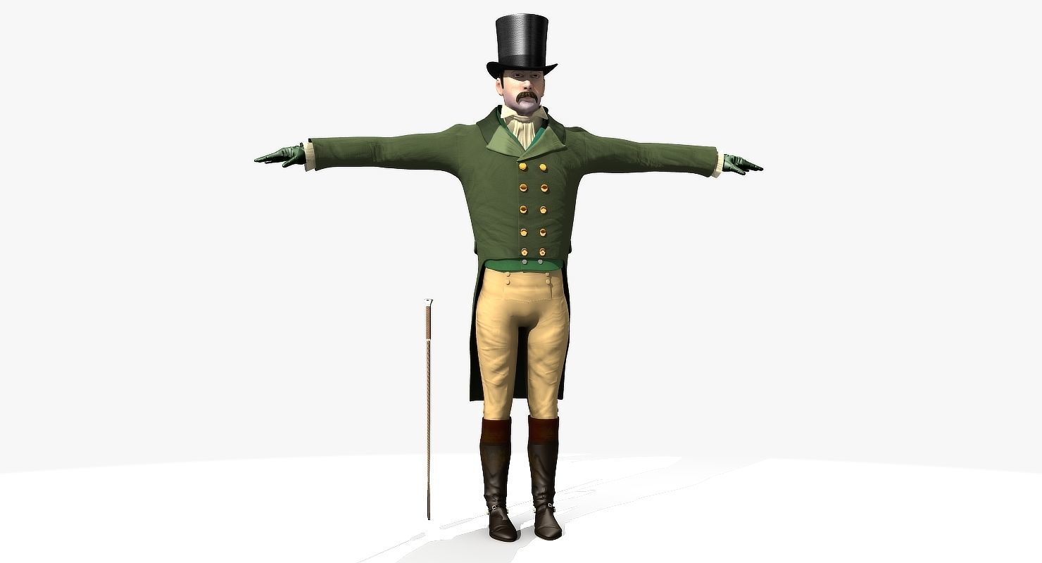 Angular Regency Man Regency Man 1811-1820 - Low poly - rigged - animated 3D model animated ...