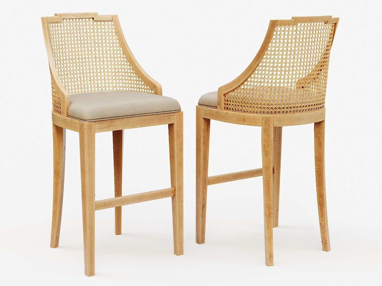 Cane Back Chair 3 PBR 3D model CGTrader