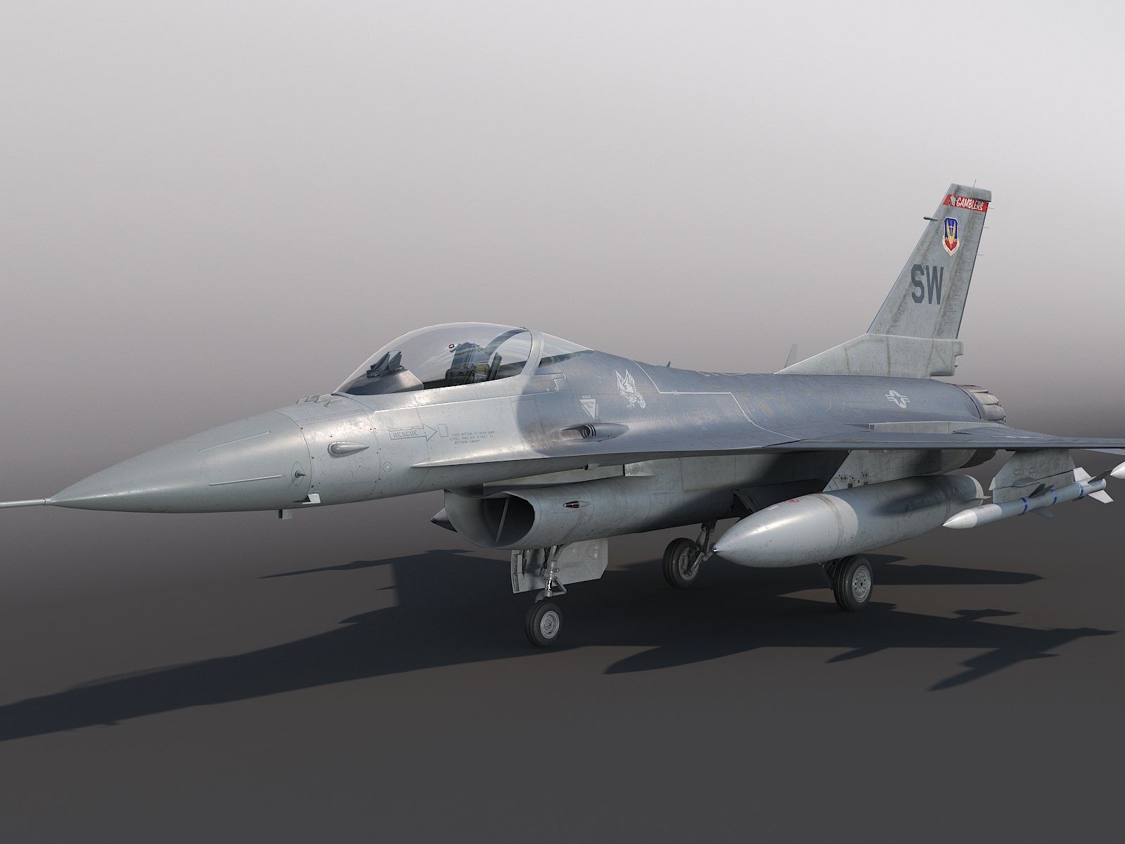 General Dynamics F-16 Fighting Falcon rigged