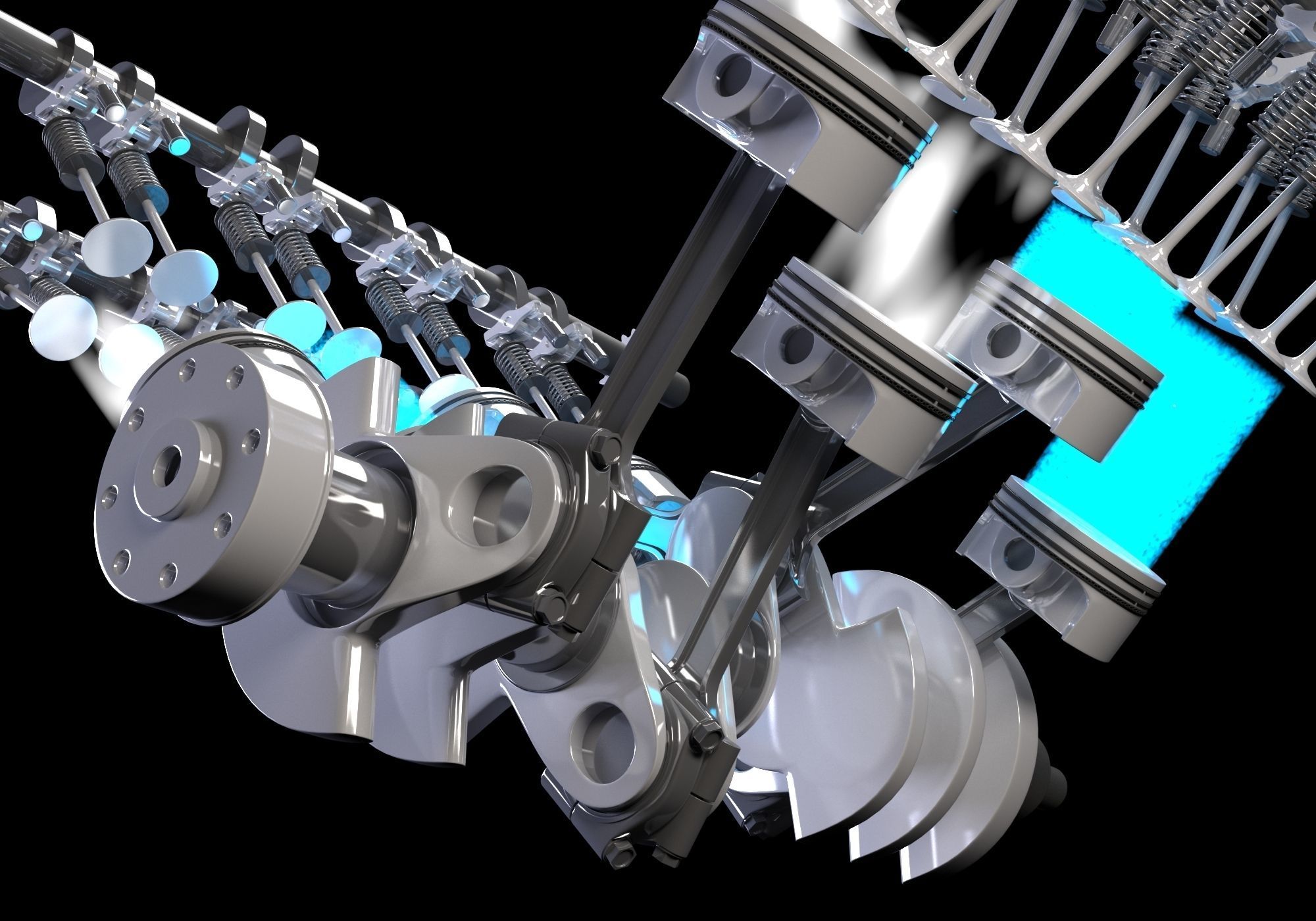 V8 Engine Ignition Animation 3D model animated rigged CGTrader